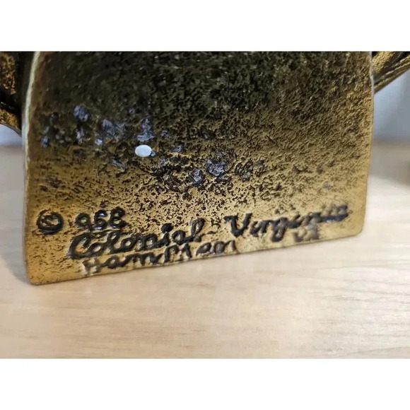 Vintage “1776” Eagle 6” Brass Wash Cast Iron Bookends Colonial Virginia 1968 - Picture 6 of 7